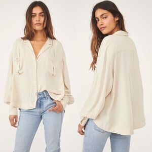 Free People Erin Buttondown in Tea/Cream size XS